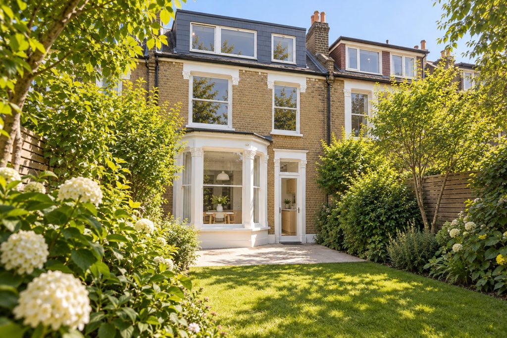 Rear garden, the garden looking back toward the house - 4-bedroom terraced house in Putney
