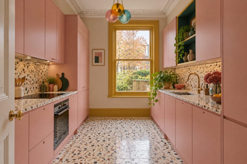 Kitchen, wide view from the doorway - 3-bedroom flat in Battersea