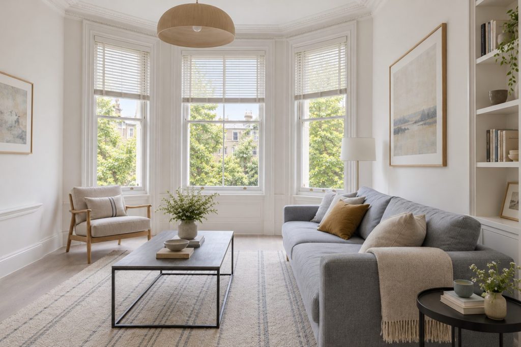 Sitting room, view toward the window - 2-bedroom maisonette in Earlsfield
