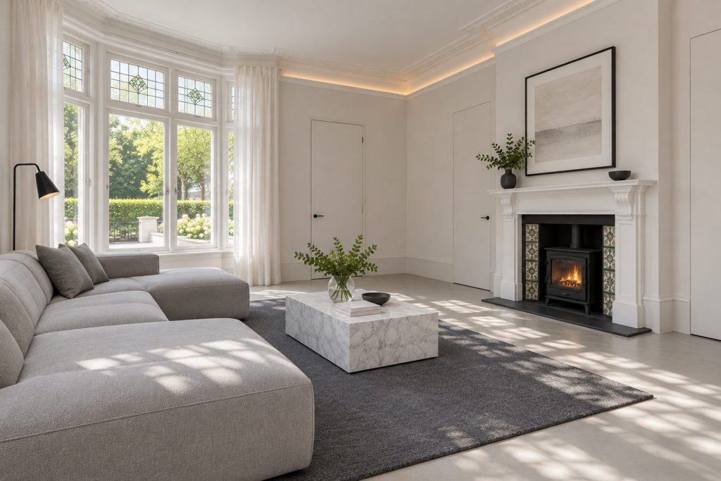 Sitting room, view from the opposite corner - 2-bedroom flat in Clapham