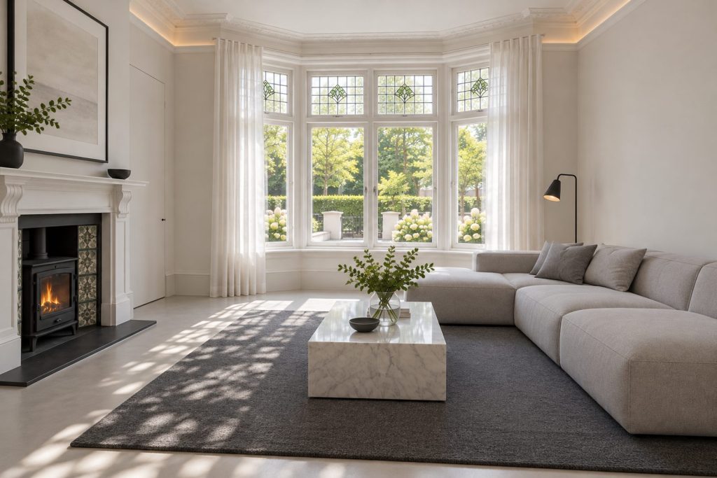 Sitting room, view toward the window - 2-bedroom flat in Clapham