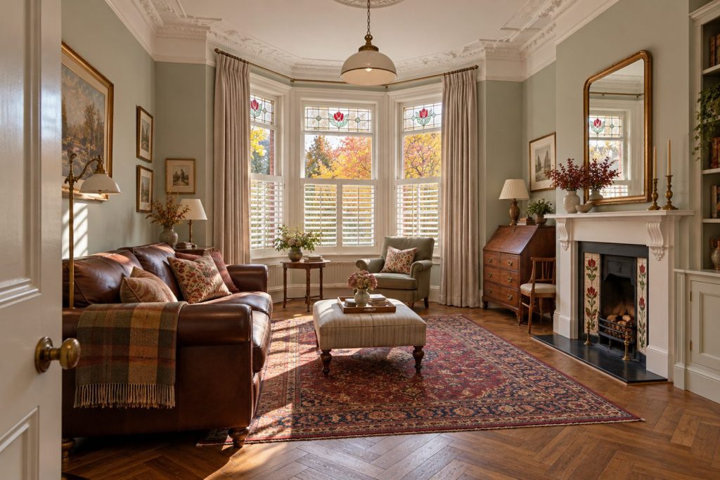 Sitting room, wide view from the doorway - 3-bedroom terraced house in Putney