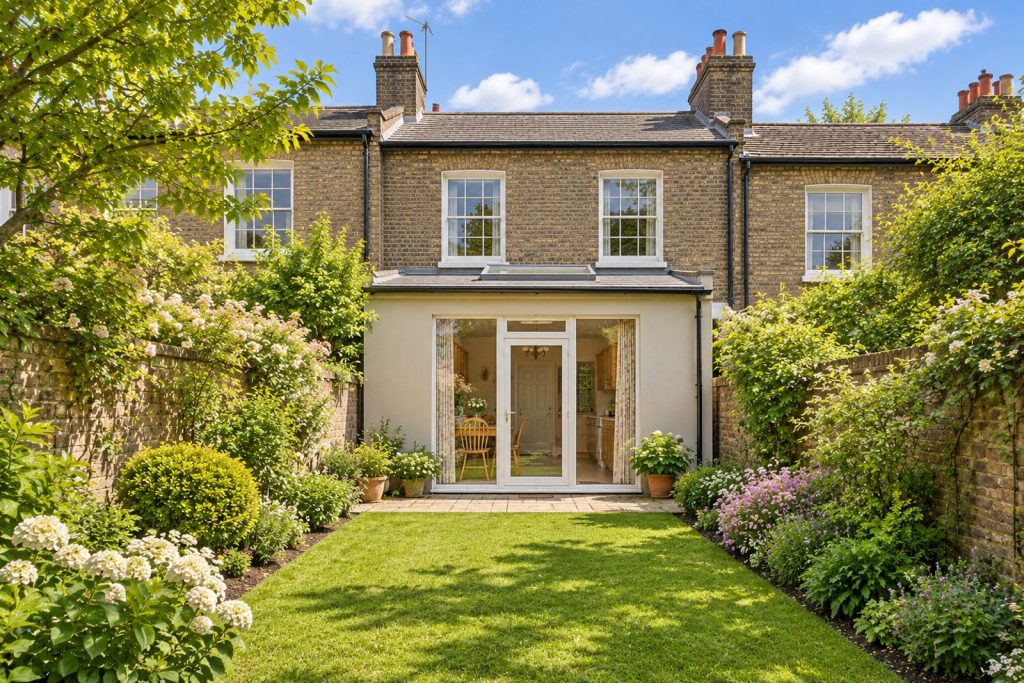 Rear garden, rear elevation seen from the garden - 2-bedroom cottage in Fulham