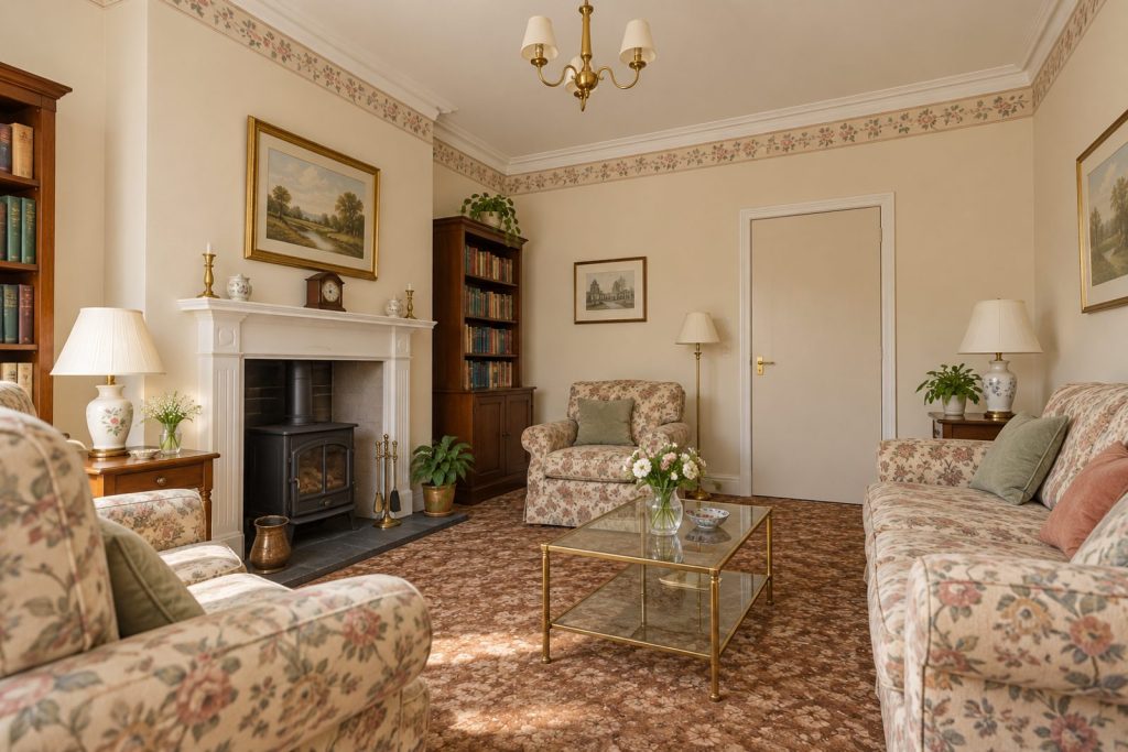 Drawing room, wide view from the doorway - 2-bedroom cottage in Fulham