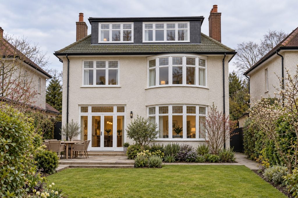 Rear garden, rear elevation seen from the garden - 6-bedroom detached house in Wimbledon