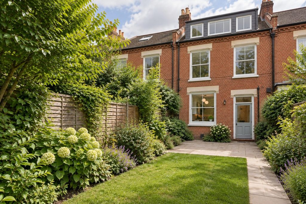 Rear garden, the garden looking back toward the house - 4-bedroom terraced house in Balham