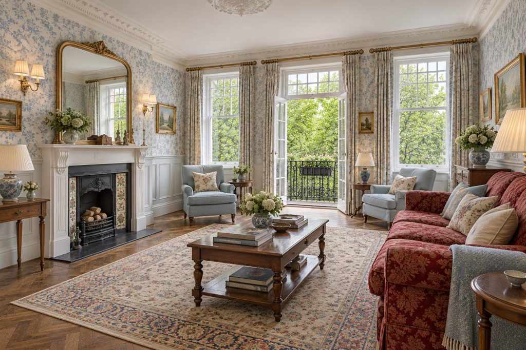Sitting room, wide view from the doorway - 1-bedroom flat in Clapham