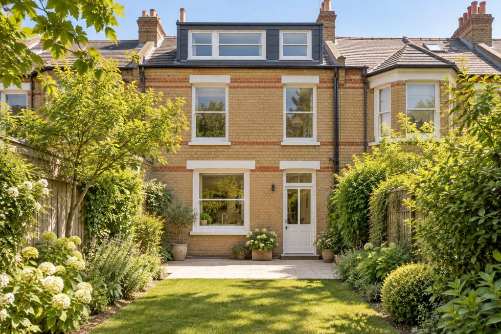 Rear garden, rear elevation seen from the garden - 5-bedroom terraced house in Putney