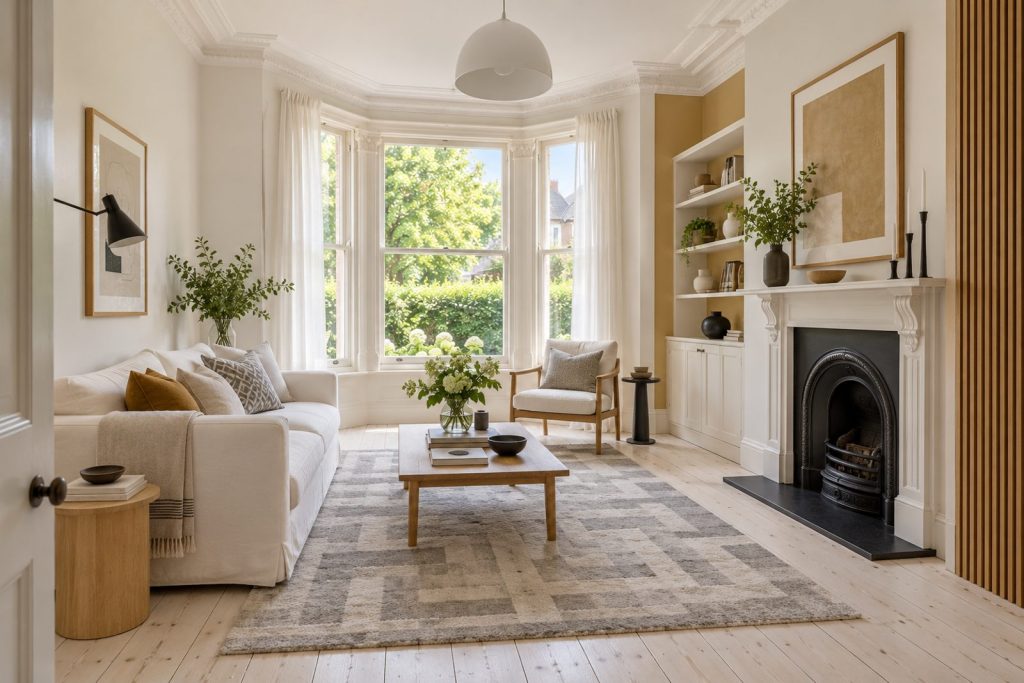 Sitting room, wide view from the doorway - 5-bedroom terraced house in Putney