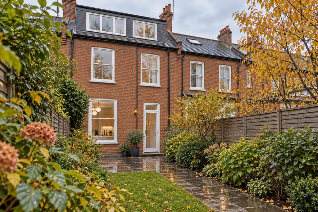 Rear garden, the garden looking back toward the house - 4-bedroom terraced house in Putney