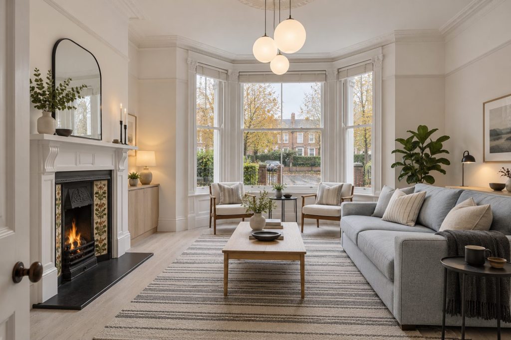 Sitting room, wide view from the doorway - 4-bedroom terraced house in Putney