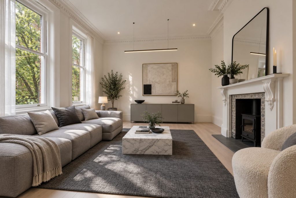 Sitting room, view from the opposite corner - 2-bedroom flat in Wimbledon