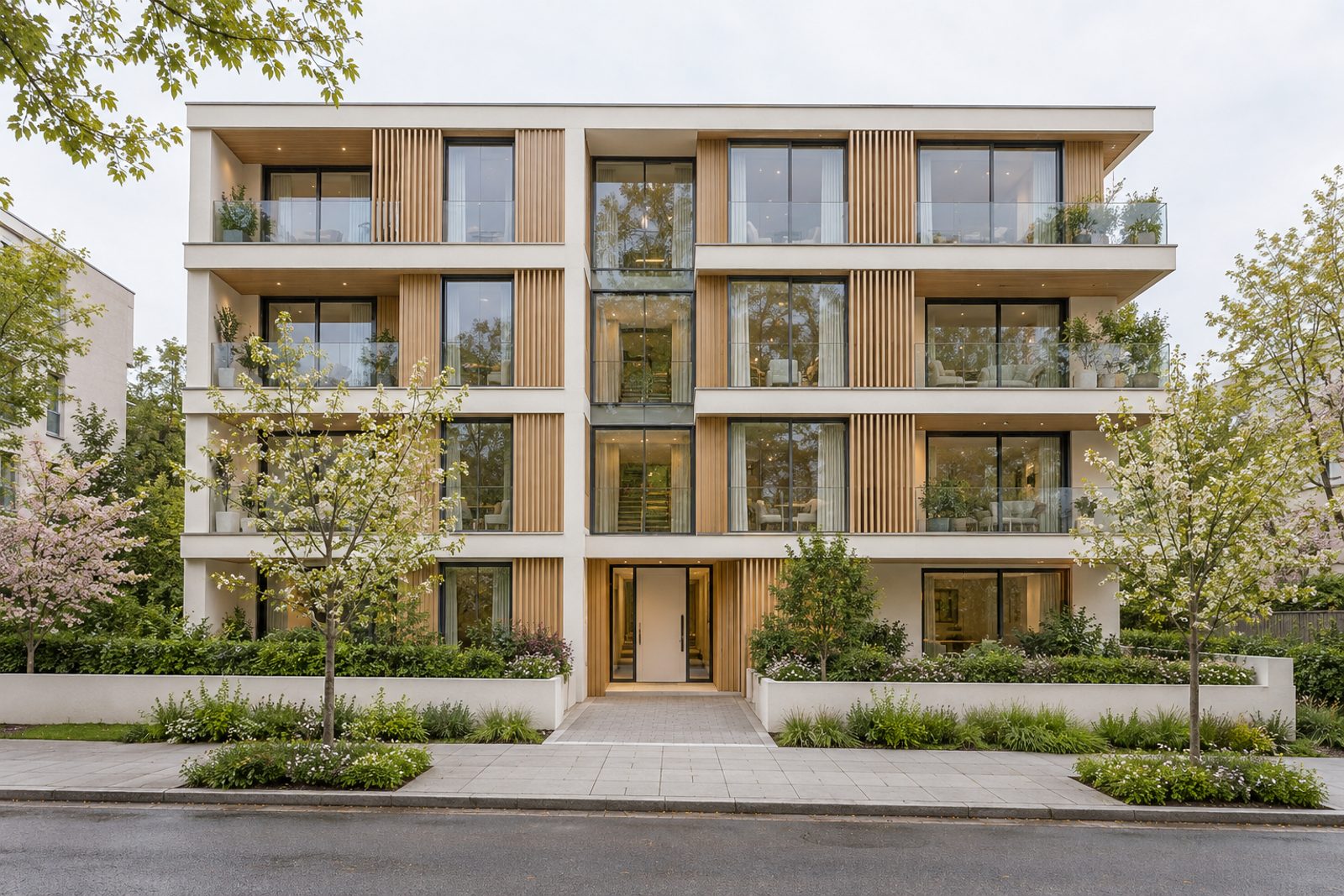 Front exterior, eye-level view of the building and its entrance - 2-bedroom flat in Earlsfield