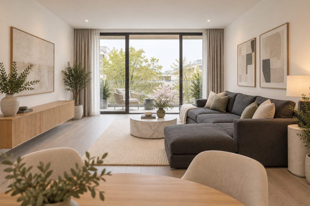 Living room, view from the opposite corner - 2-bedroom flat in Earlsfield