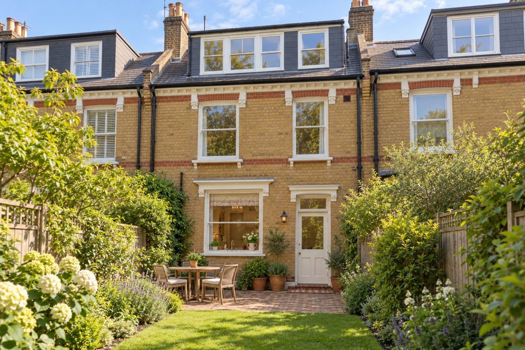 Rear garden, rear elevation seen from the garden - 5-bedroom terraced house in Wandsworth