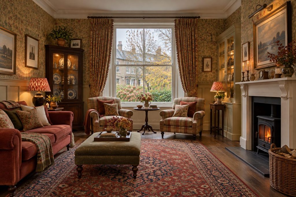 Sitting room, wide view from the doorway - 4-bedroom terraced house in Putney