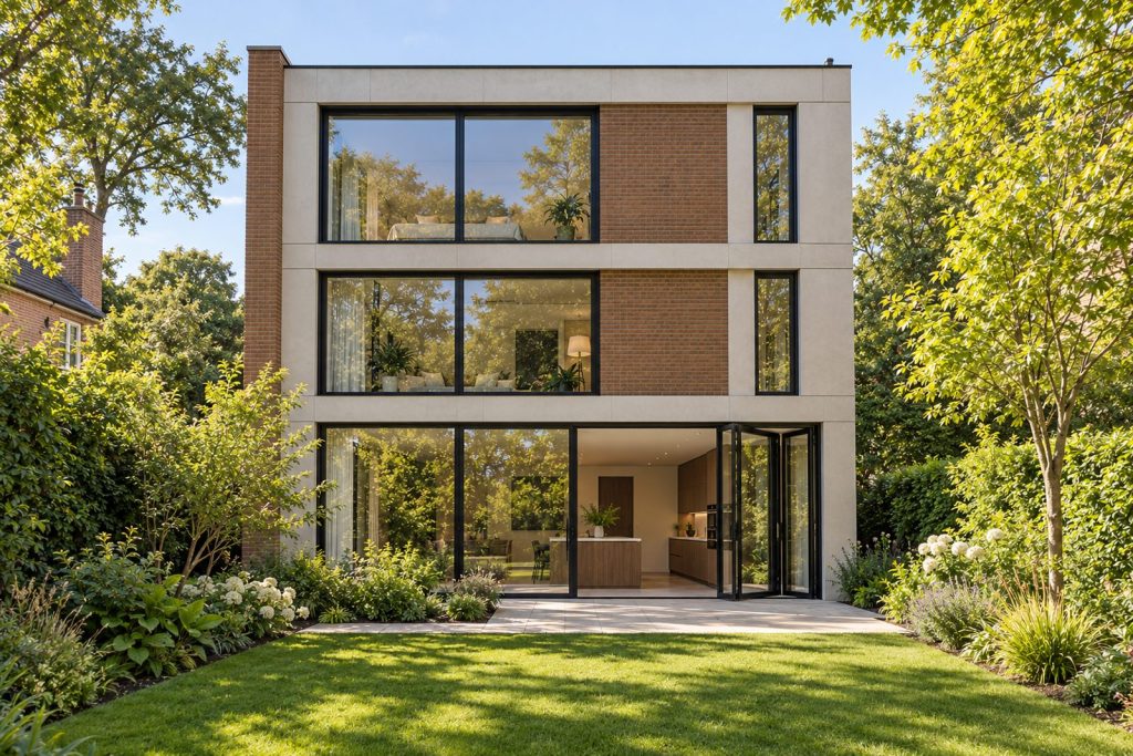 Rear garden, rear elevation seen from the garden - 5-bedroom detached house in Battersea