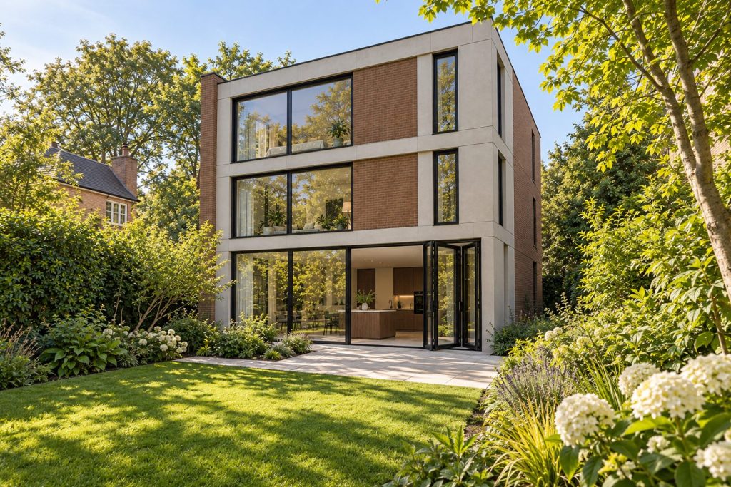 Rear garden, the garden looking back toward the house - 5-bedroom detached house in Battersea