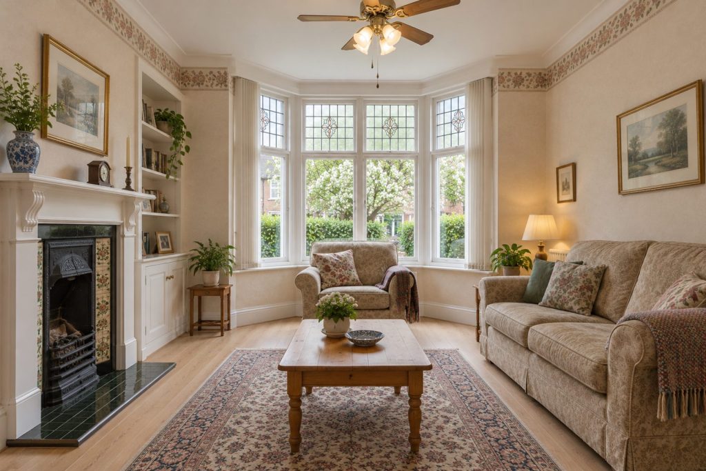 Sitting room, wide view from the doorway - 3-bedroom terraced house in Putney