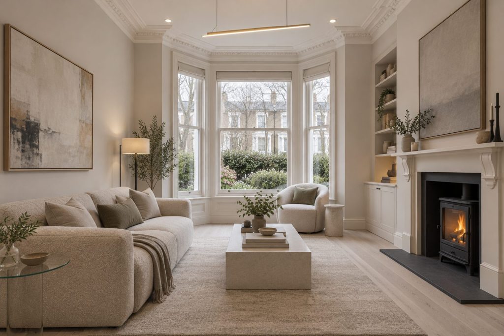 Sitting room, wide view from the doorway - 4-bedroom terraced house in Wimbledon