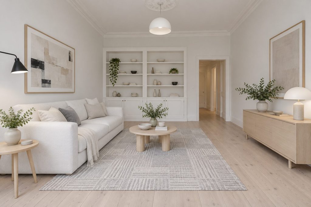 Sitting room, wide view from the doorway - 1-bedroom flat in Balham