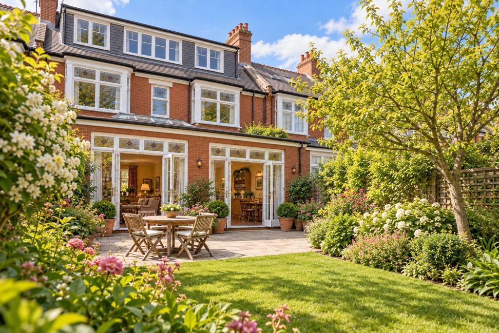 Rear garden, the garden looking back toward the house - 5-bedroom terraced house in Balham