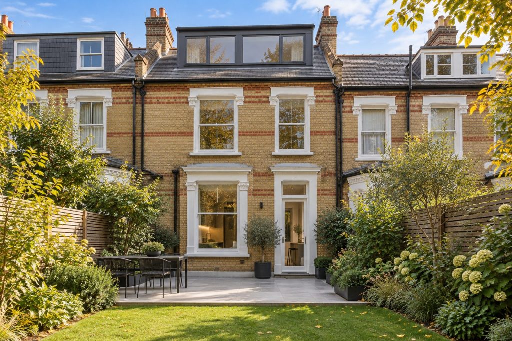 Rear garden, rear elevation seen from the garden - 5-bedroom terraced house in Putney