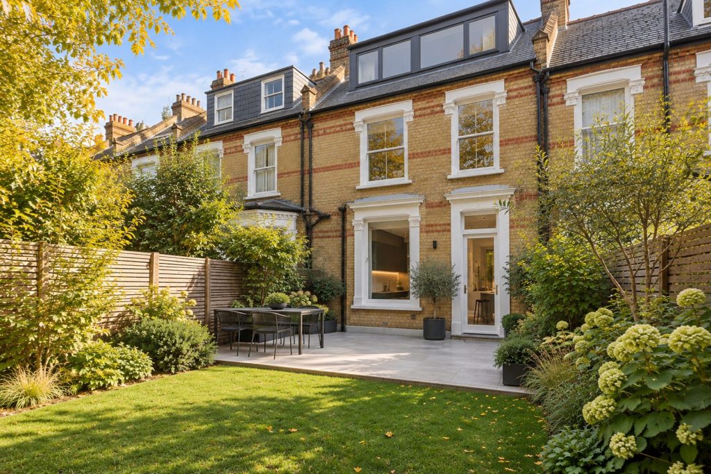 Rear garden, the garden looking back toward the house - 5-bedroom terraced house in Putney