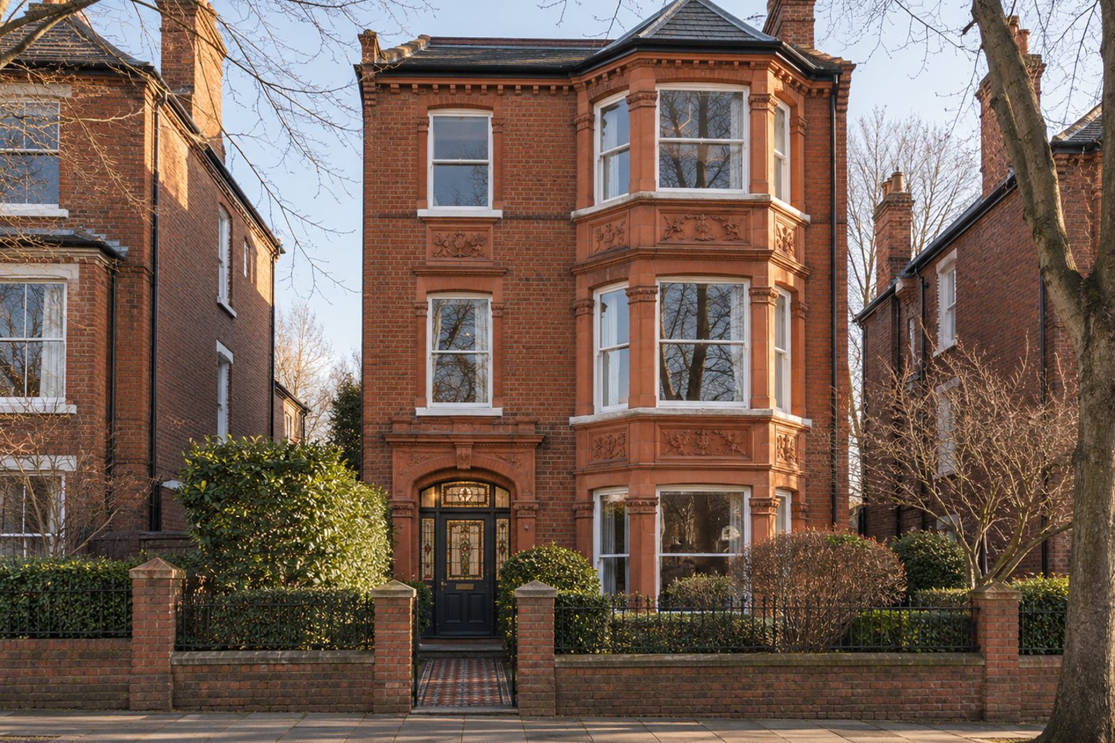 Front exterior, eye-level view of the building and its entrance - 2-bedroom flat in Brixton