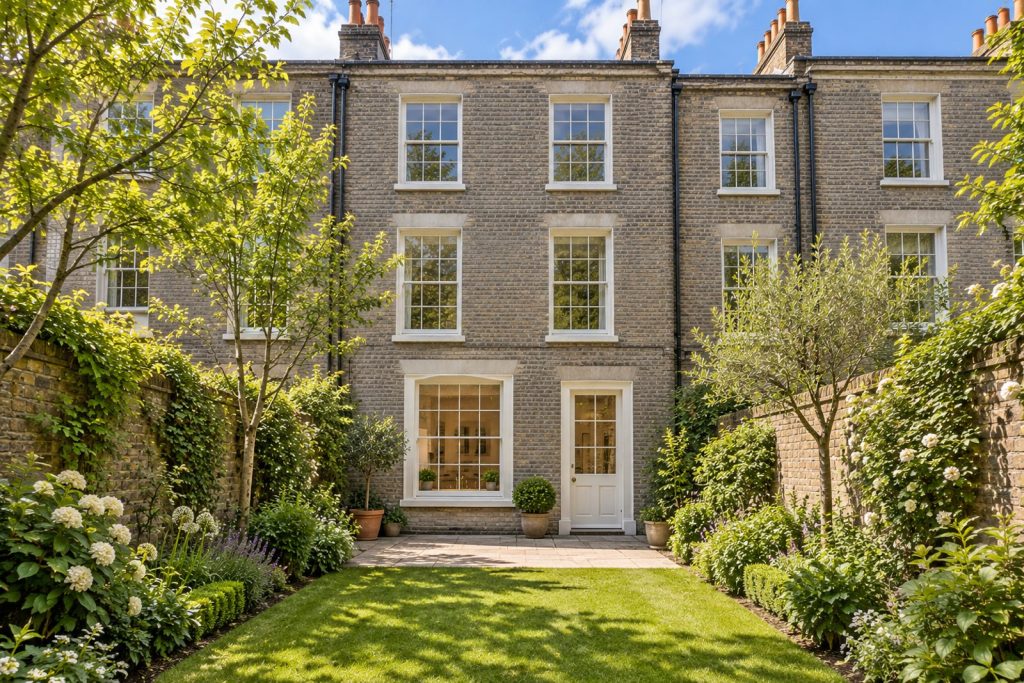 Rear garden, rear elevation seen from the garden - 5-bedroom town house in Wandsworth