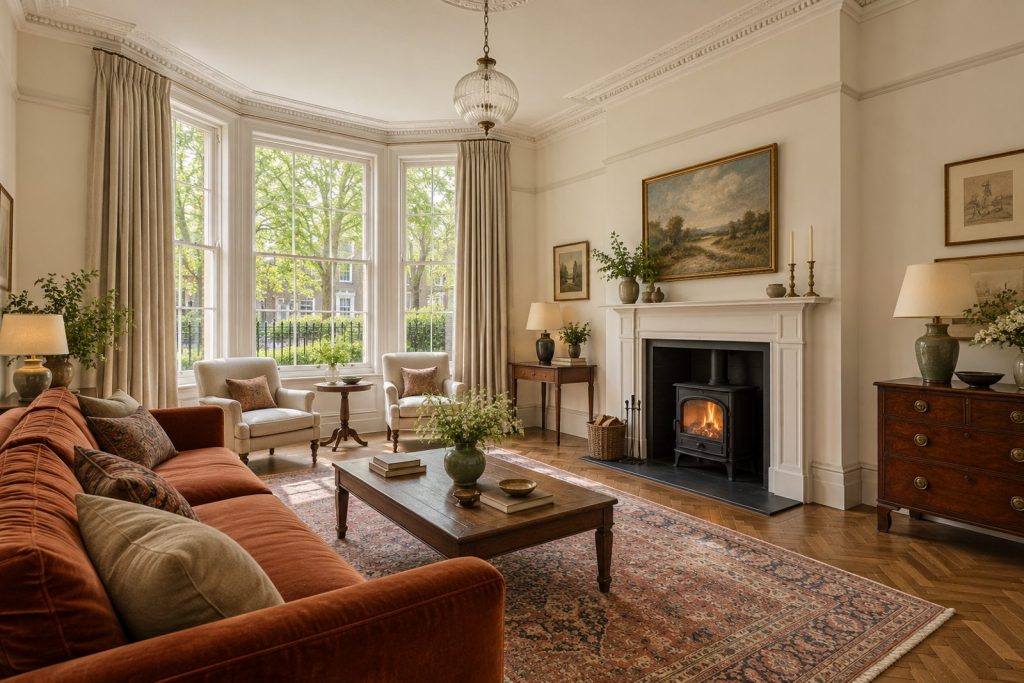 Drawing room, wide view from the doorway - 5-bedroom town house in Wandsworth