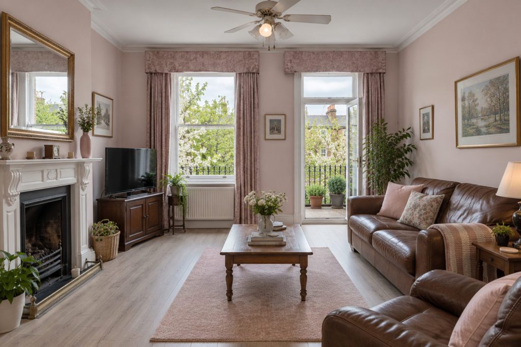 Sitting room, wide view from the doorway - 2-bedroom flat in Tooting