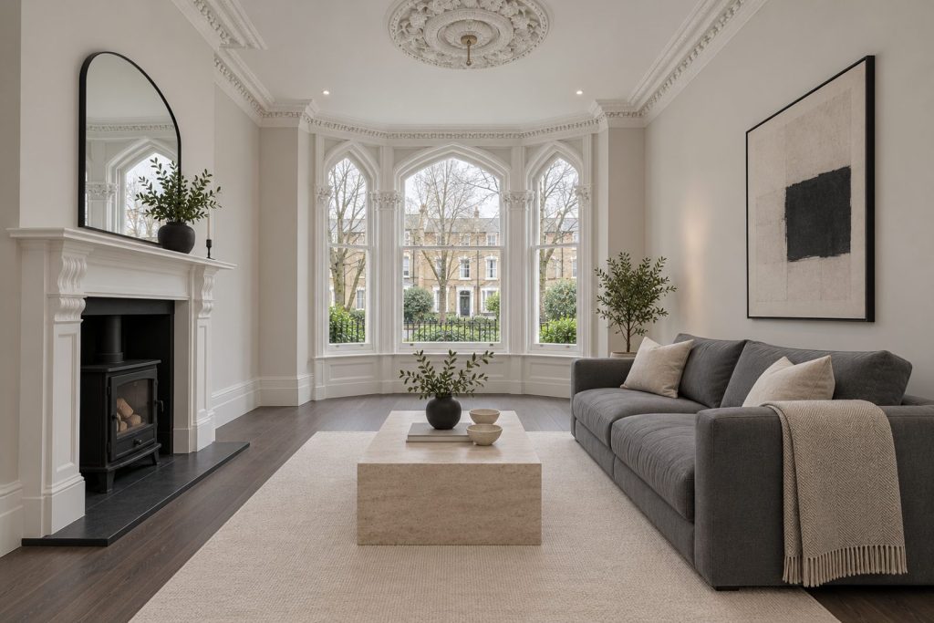 Sitting room, view from the opposite corner - 3-bedroom terraced house in Tooting