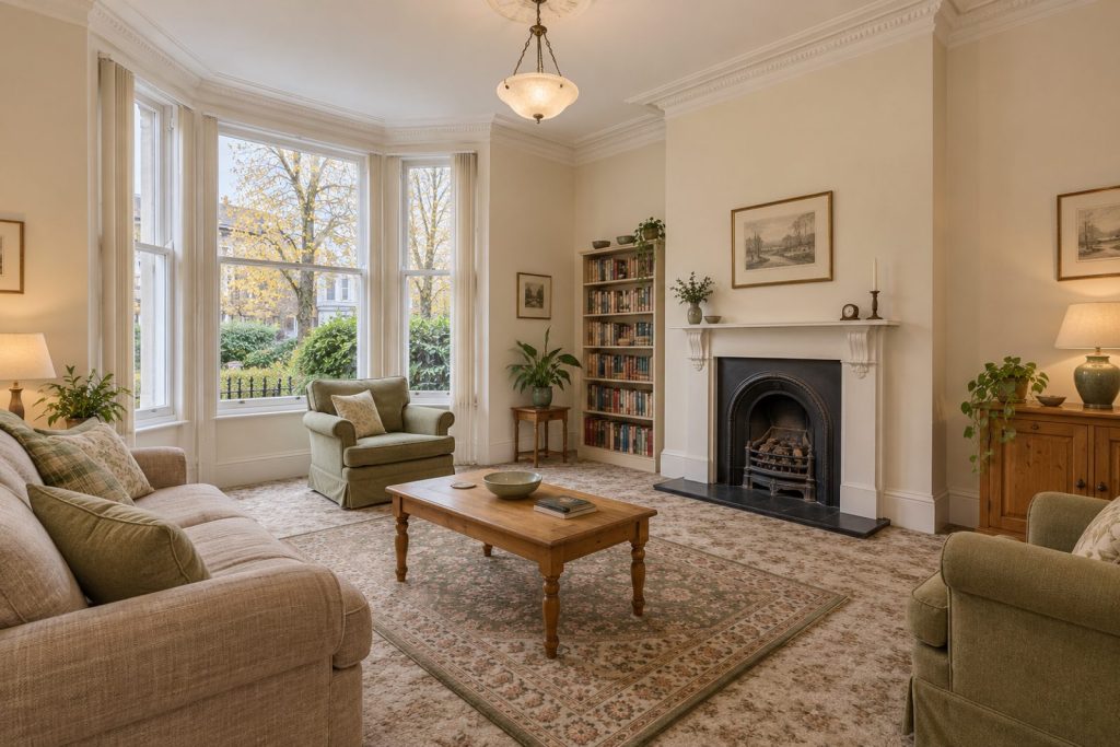 Sitting room, wide view from the doorway - 5-bedroom terraced house in Tooting