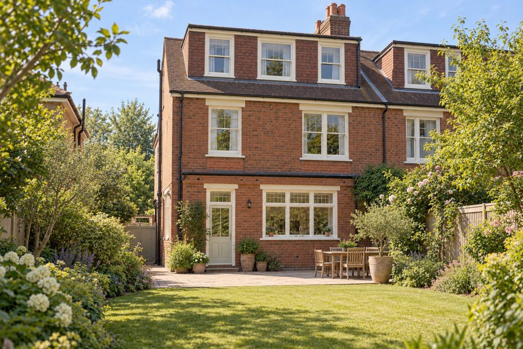 Rear garden, rear elevation seen from the garden - 5-bedroom semi-detached house in Wimbledon