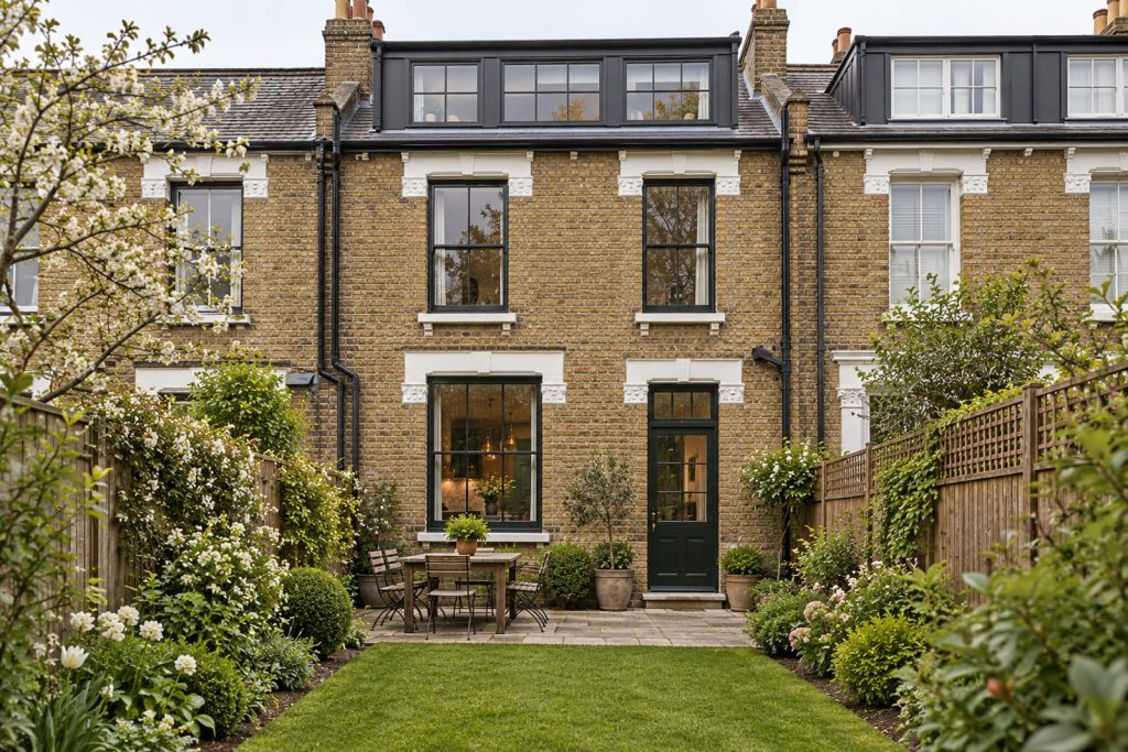 Rear garden, rear elevation seen from the garden - 5-bedroom terraced house in Wandsworth