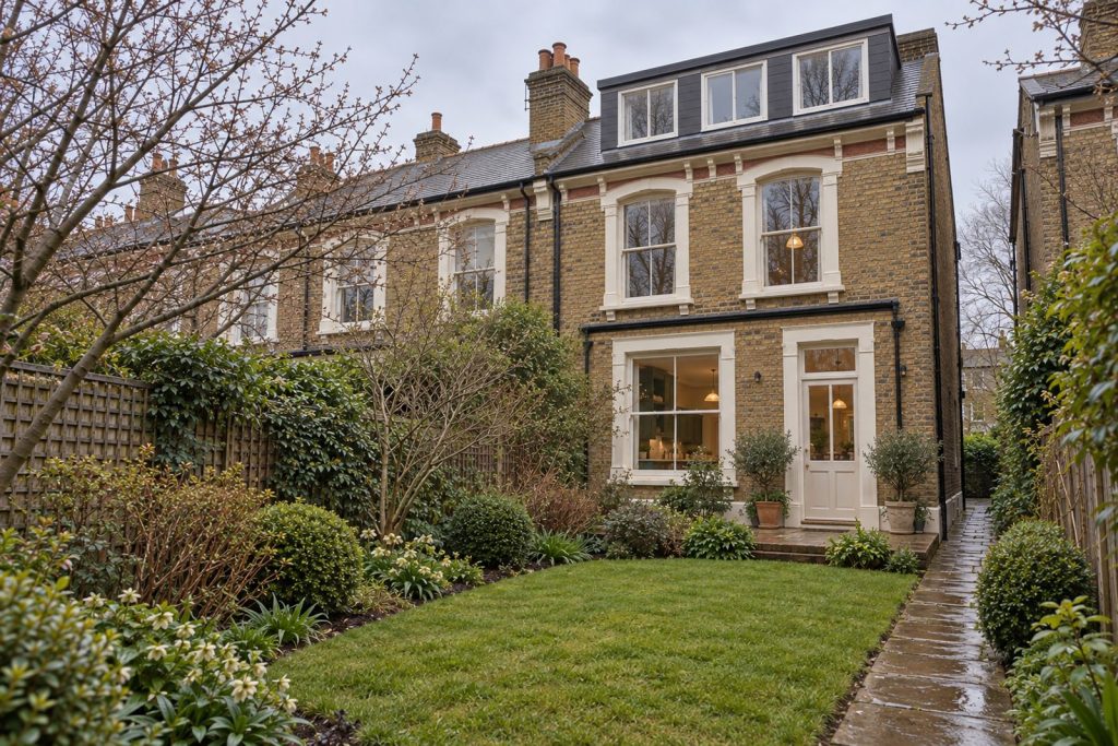 Rear garden, the garden looking back toward the house - 4-bedroom semi-detached house in Wimbledon