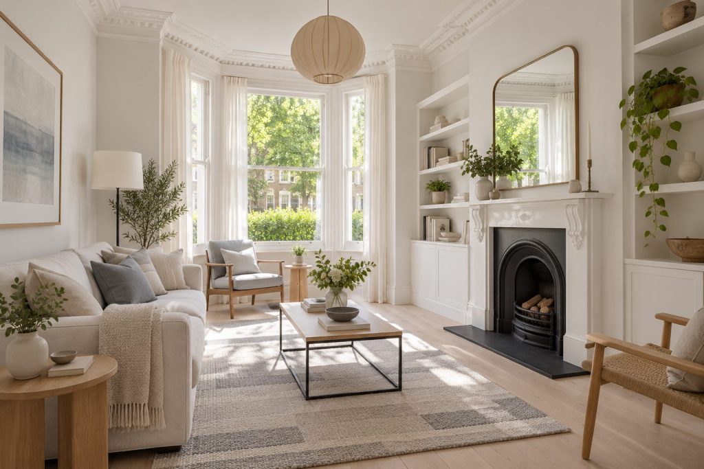 Sitting room, wide view from the doorway - 4-bedroom town house in Putney