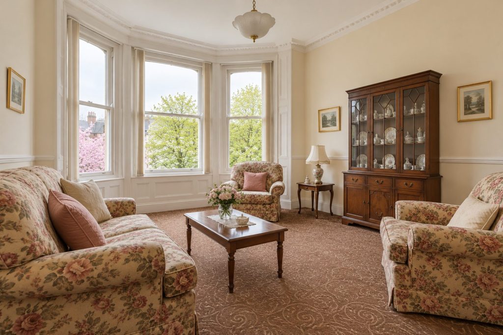 Sitting room, wide view from the doorway - 1-bedroom flat in Clapham