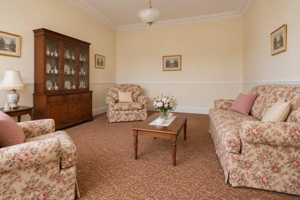 Sitting room, view toward the window - 1-bedroom flat in Clapham