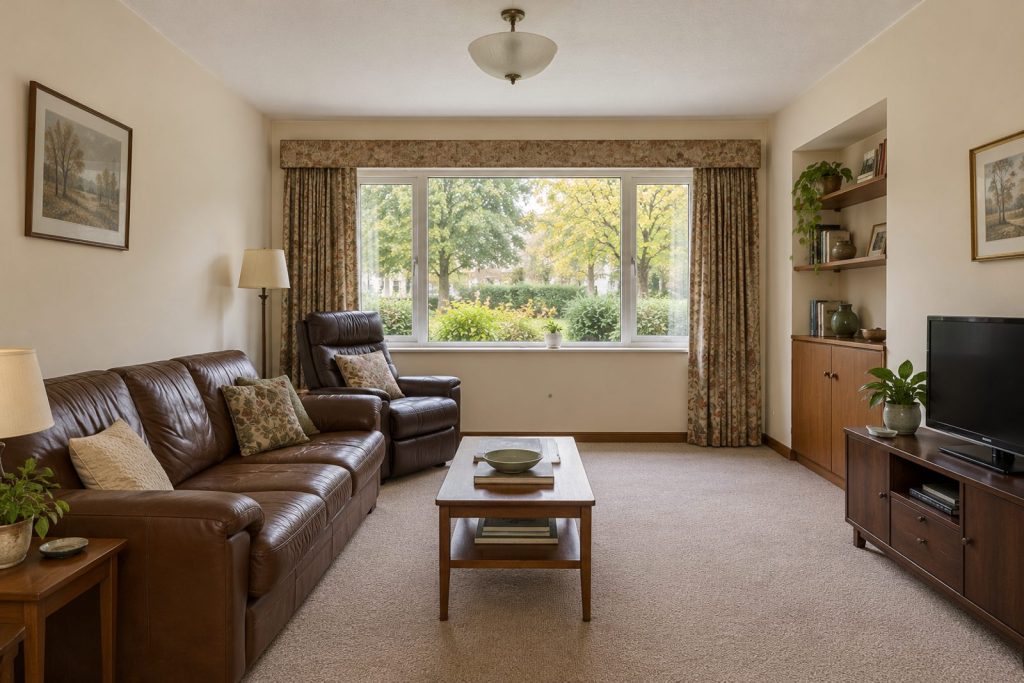 Living room, wide view from the doorway - 2-bedroom flat in Earlsfield