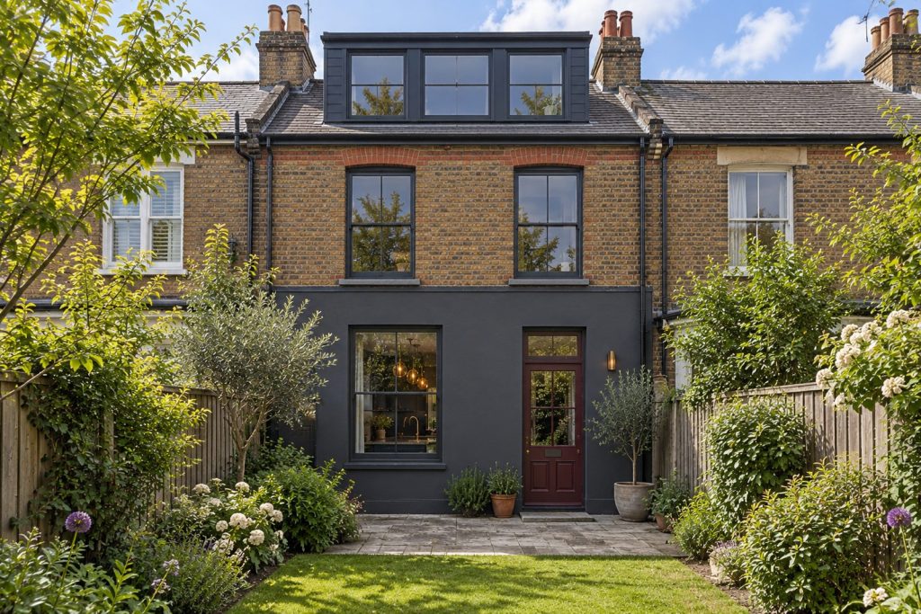 Rear garden, rear elevation seen from the garden - 4-bedroom terraced house in Wimbledon