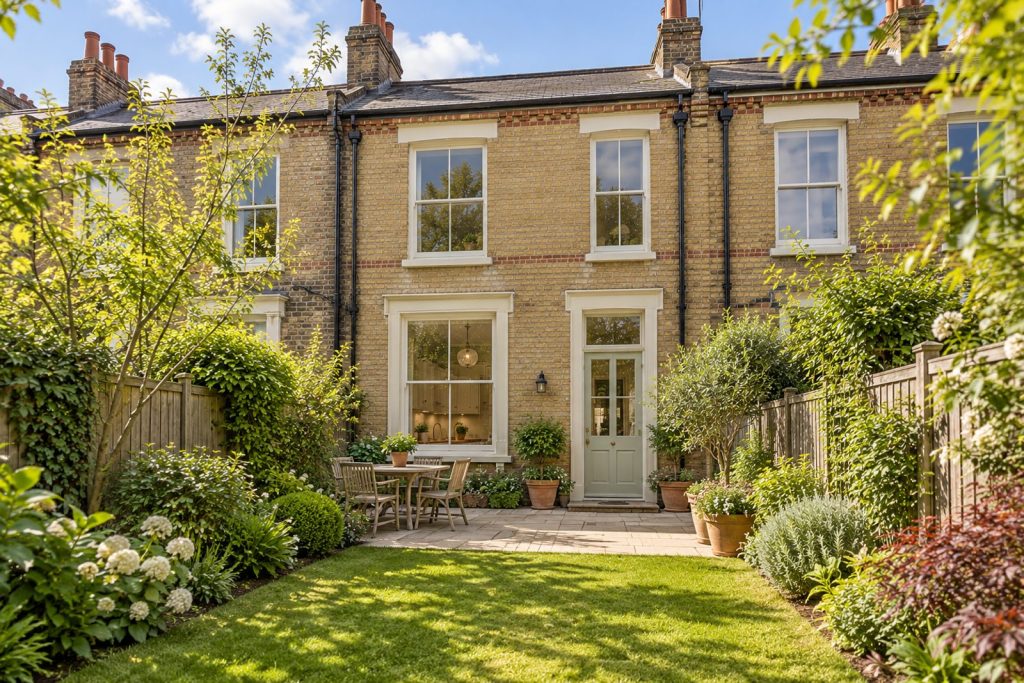 Rear garden, rear elevation seen from the garden - 3-bedroom terraced house in Fulham