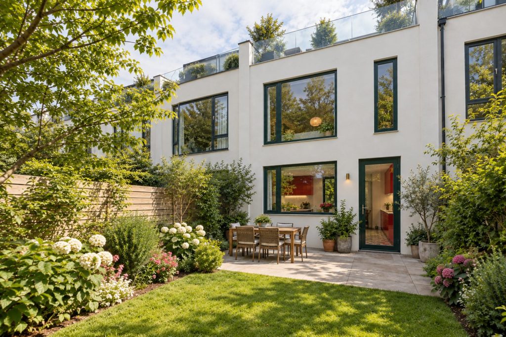 Rear garden, the garden looking back toward the house - 4-bedroom terraced house in Fulham