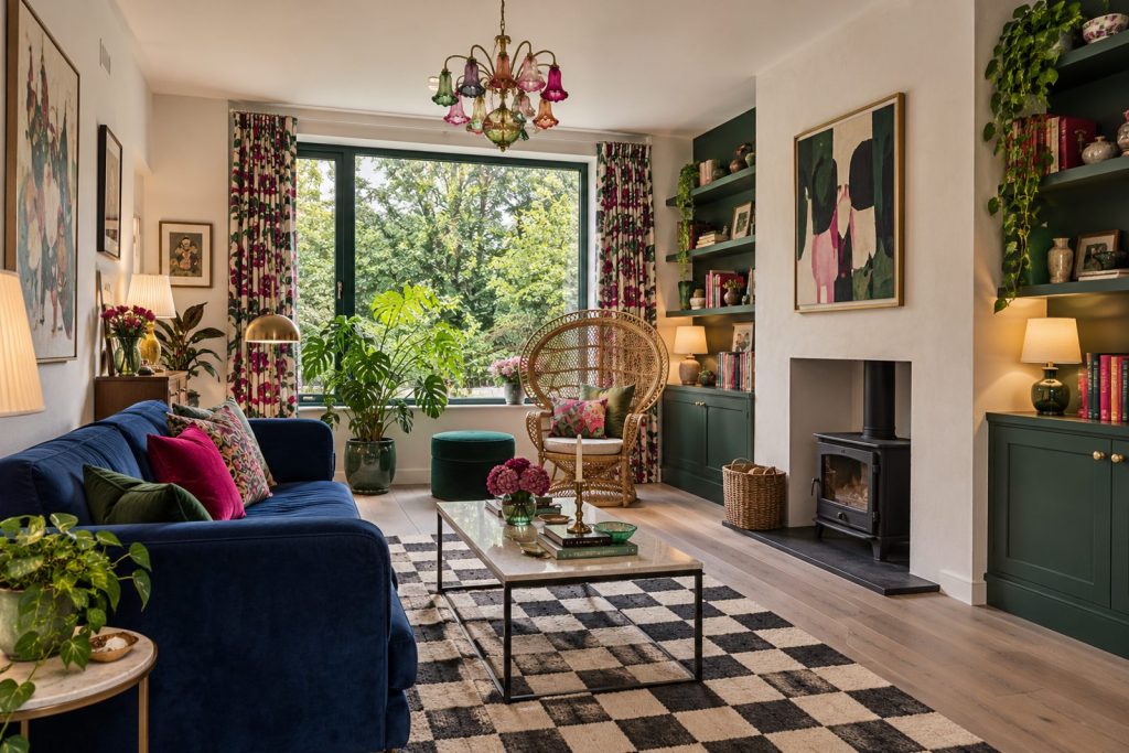 Living room, wide view from the doorway - 4-bedroom terraced house in Fulham