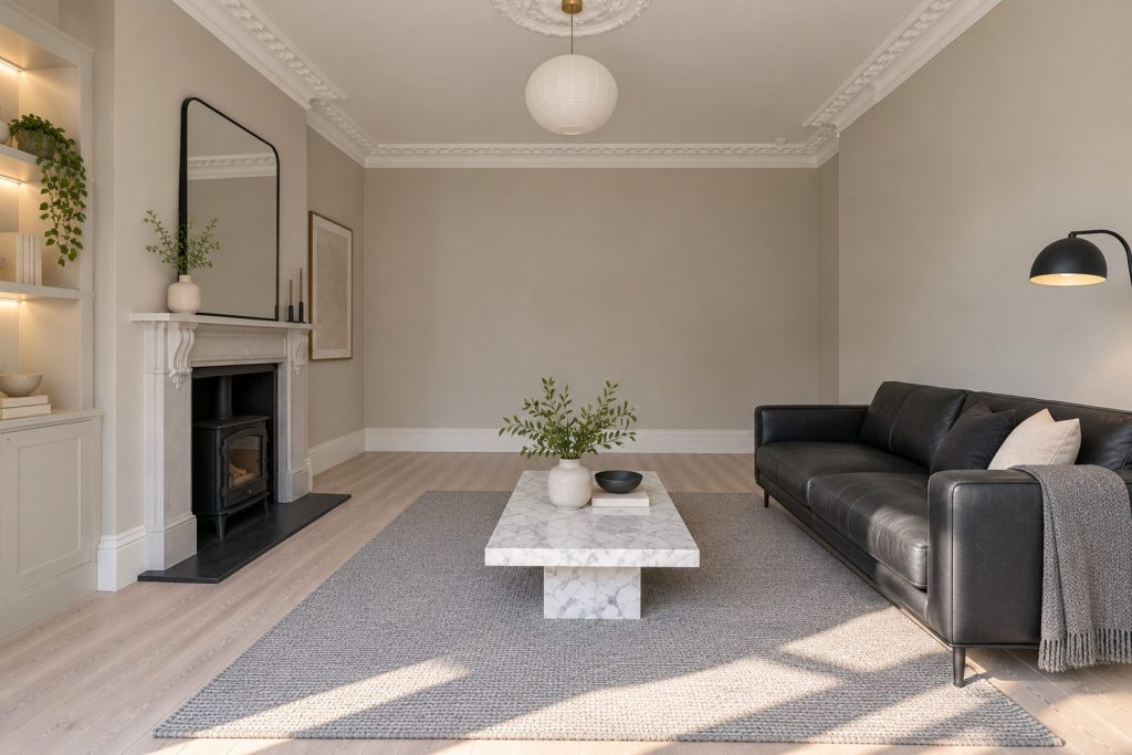 Sitting room, view toward the window - 2-bedroom flat in Wandsworth