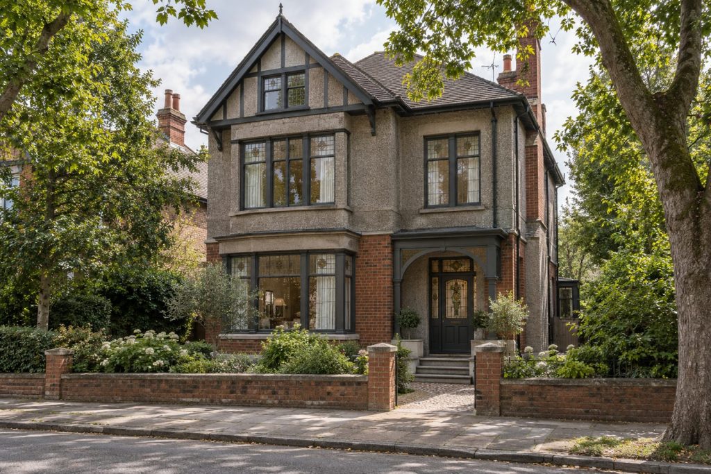 Front exterior, eye-level view of the building and its entrance - 1-bedroom flat in Battersea