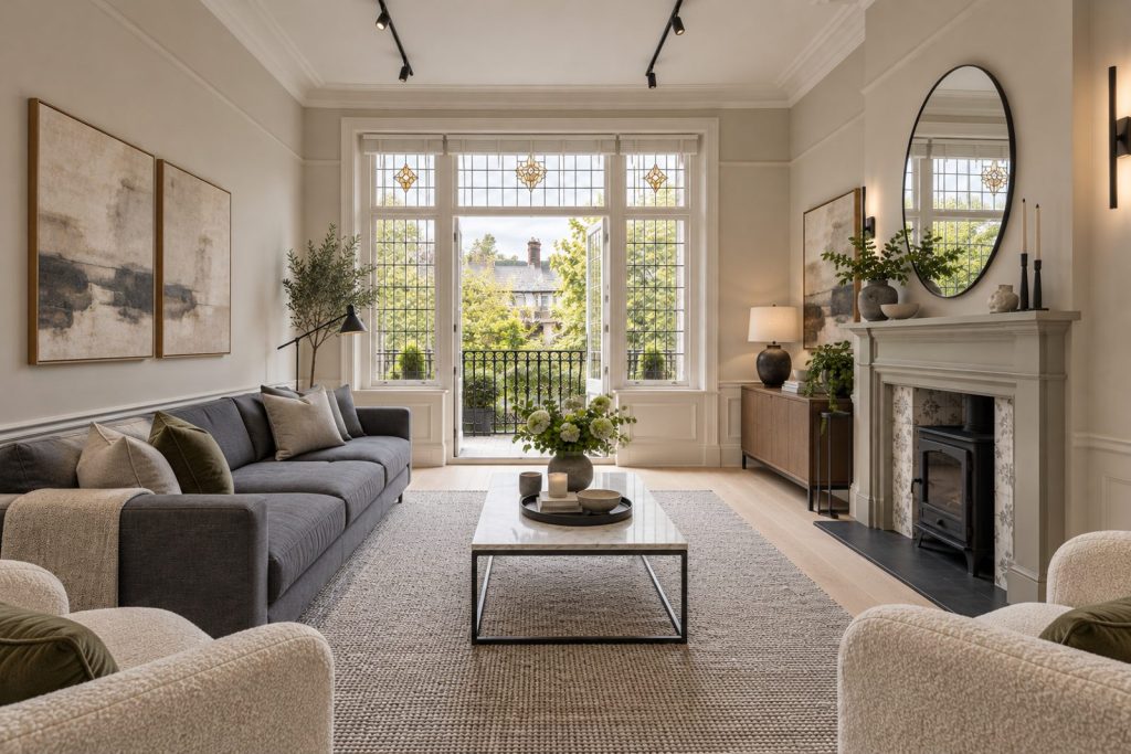 Sitting room, view from the opposite corner - 1-bedroom flat in Battersea