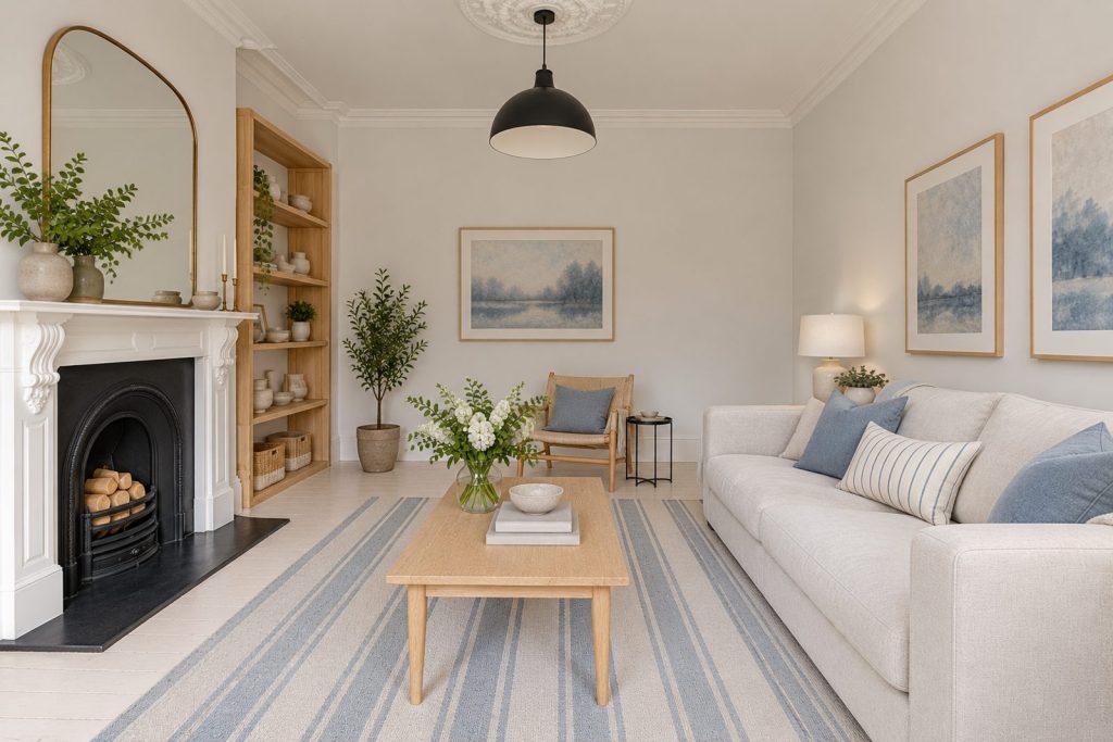 Sitting room, view toward the window - 1-bedroom flat in Clapham