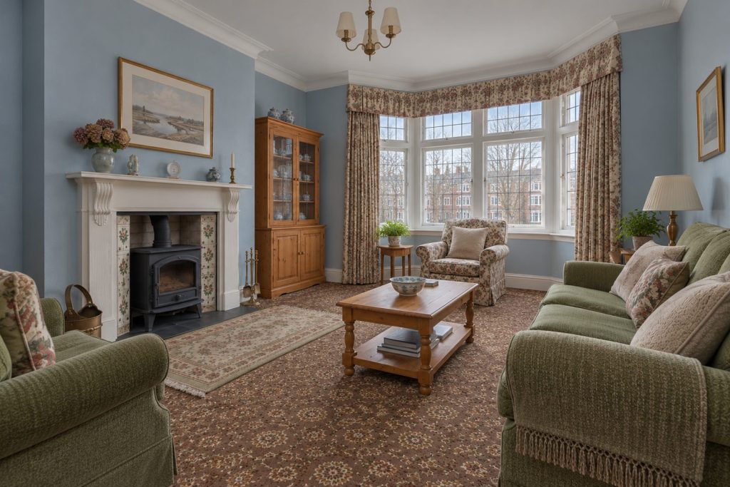 Sitting room, view from the opposite corner - 2-bedroom flat in Clapham